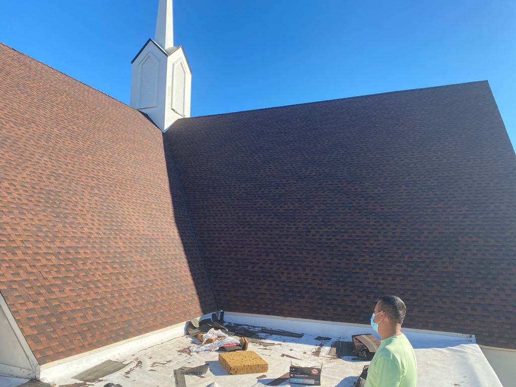 Roofing installation in progress